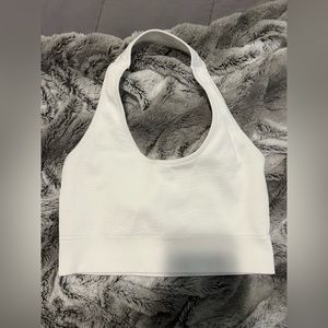 White Limitless Ribbed Seamless Halter Bra